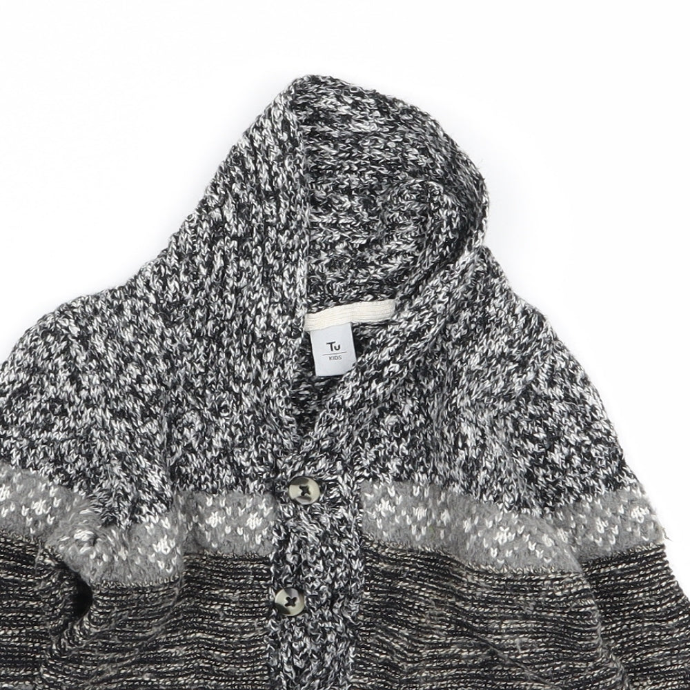 TU Boys Grey Geometric  Cardigan Jumper Size 2 Years