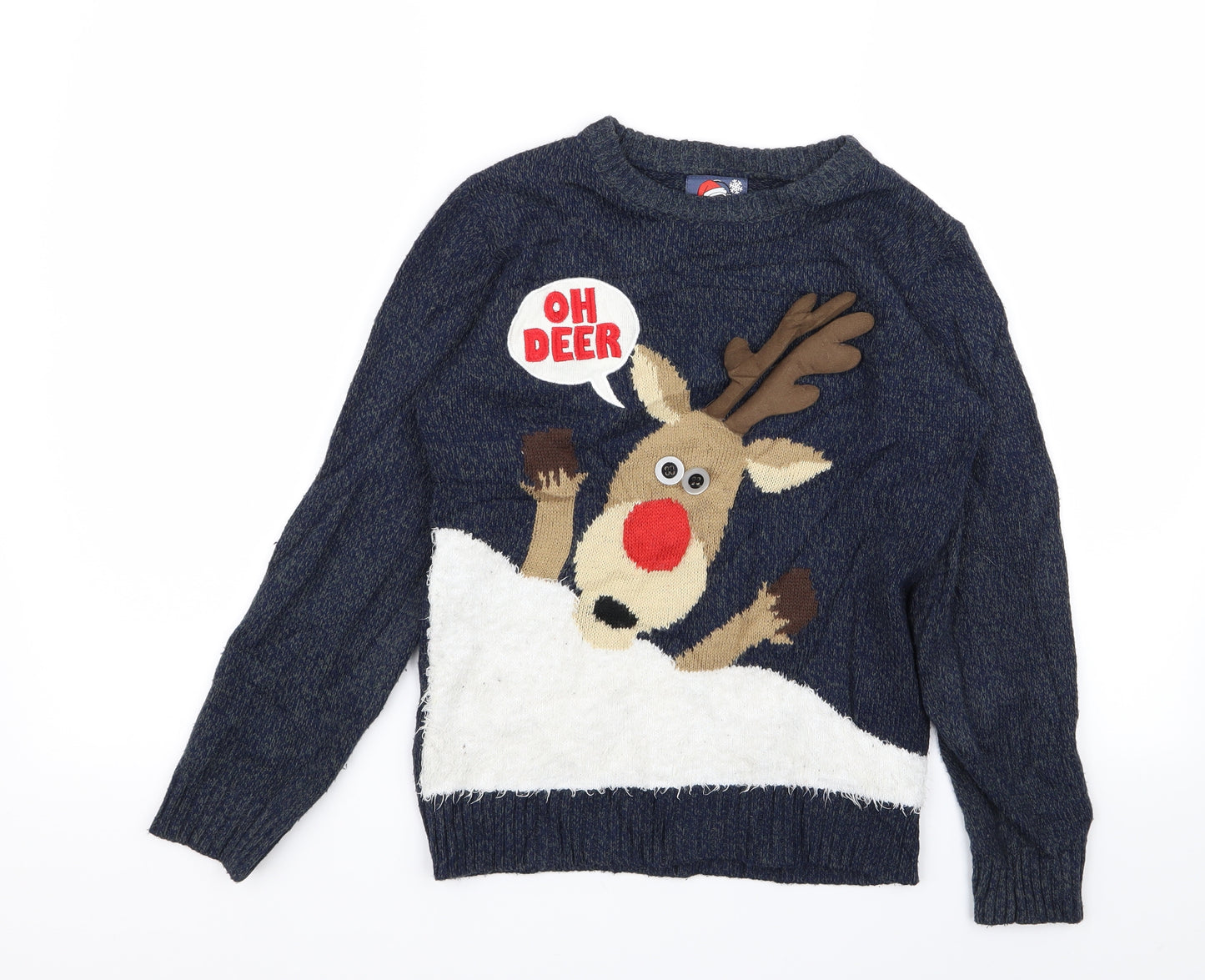 F&F Boys Blue   Pullover Jumper Size 9-10 Years  - chrismas jumper
