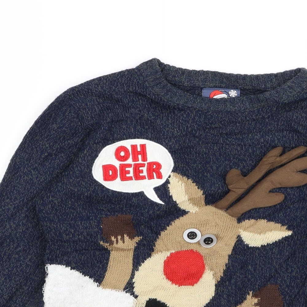 F&F Boys Blue   Pullover Jumper Size 9-10 Years  - chrismas jumper