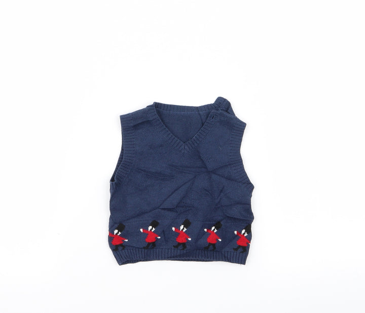m Boys Blue Geometric Pullover Jumper Size 0-3 Months
