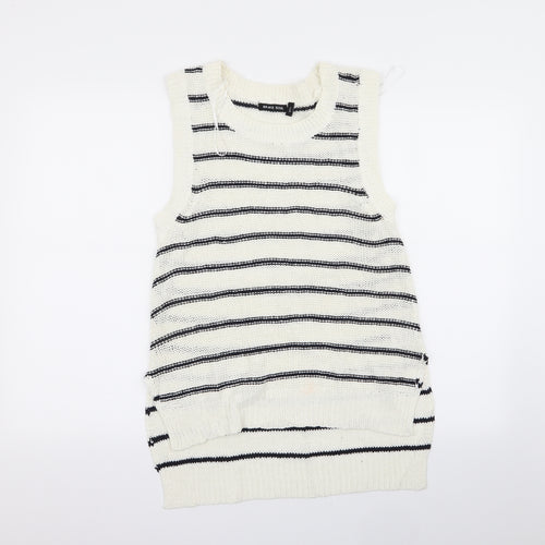 brave sou Womens White Striped  Pullover Jumper Size 12