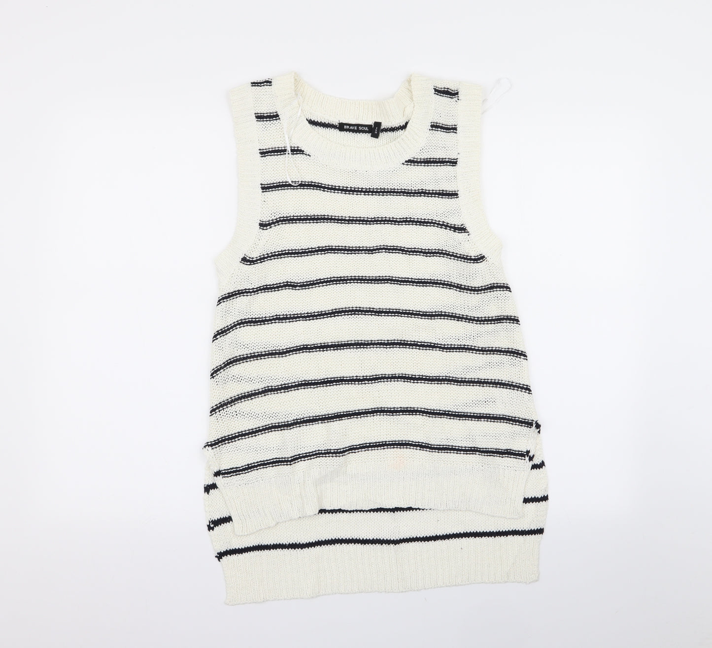 brave sou Womens White Striped  Pullover Jumper Size 12