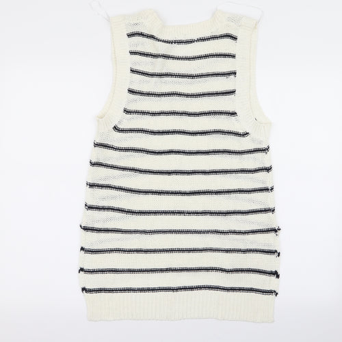 brave sou Womens White Striped  Pullover Jumper Size 12
