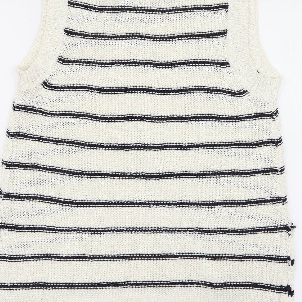 brave sou Womens White Striped  Pullover Jumper Size 12