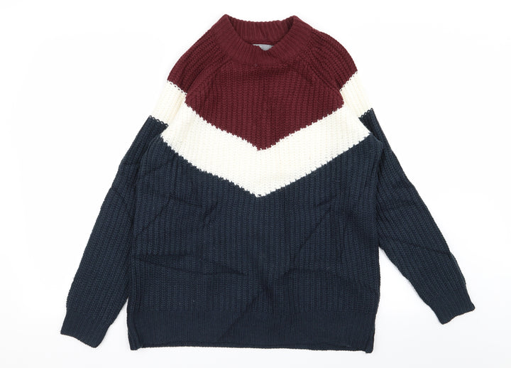 b.young Womens Multicoloured Geometric Pullover Jumper Size M