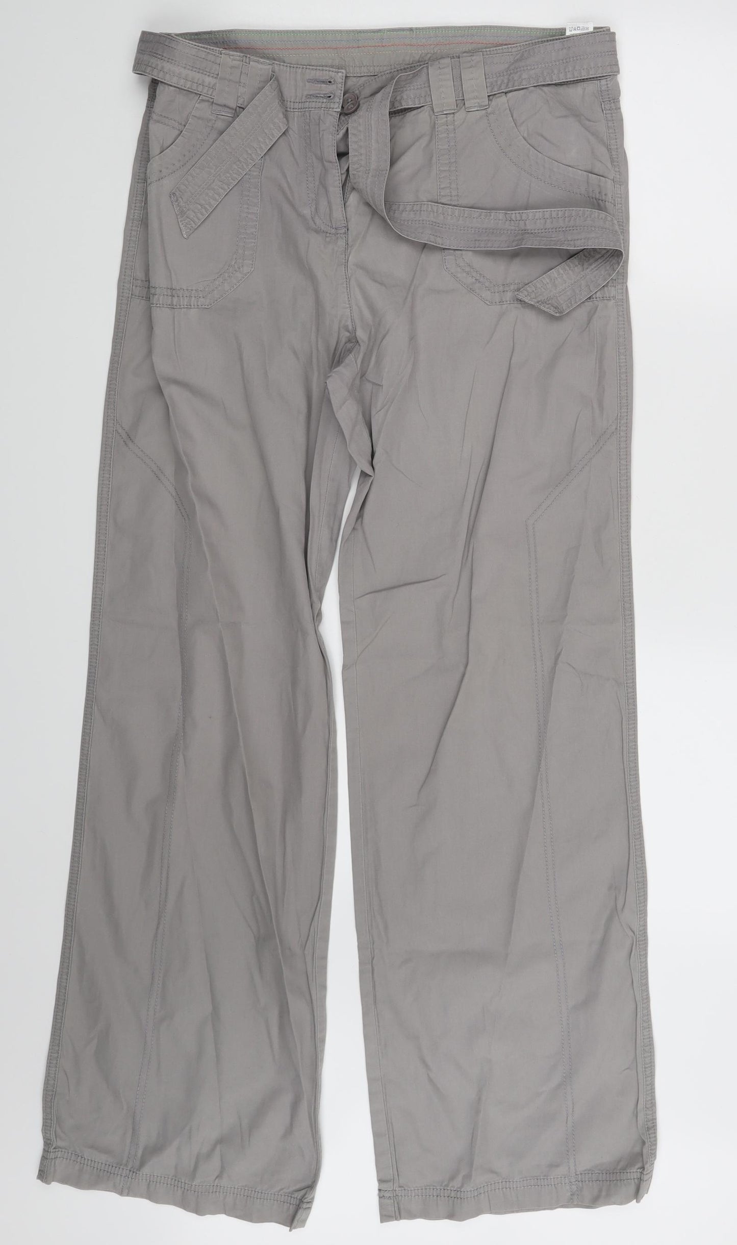 M&S Womens Grey   Cargo Trousers Size 14 L30 in
