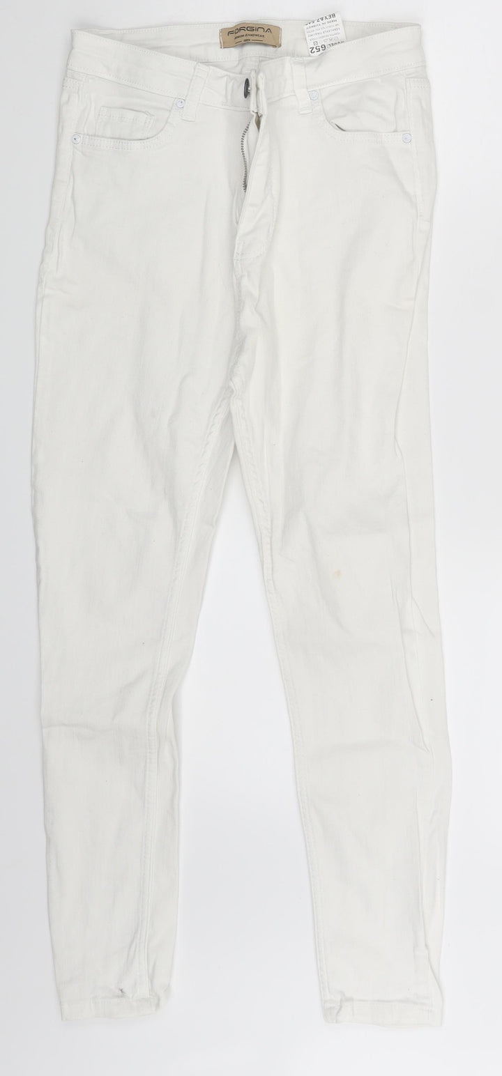 Forgina Womens White Denim Skinny Jeans One Size