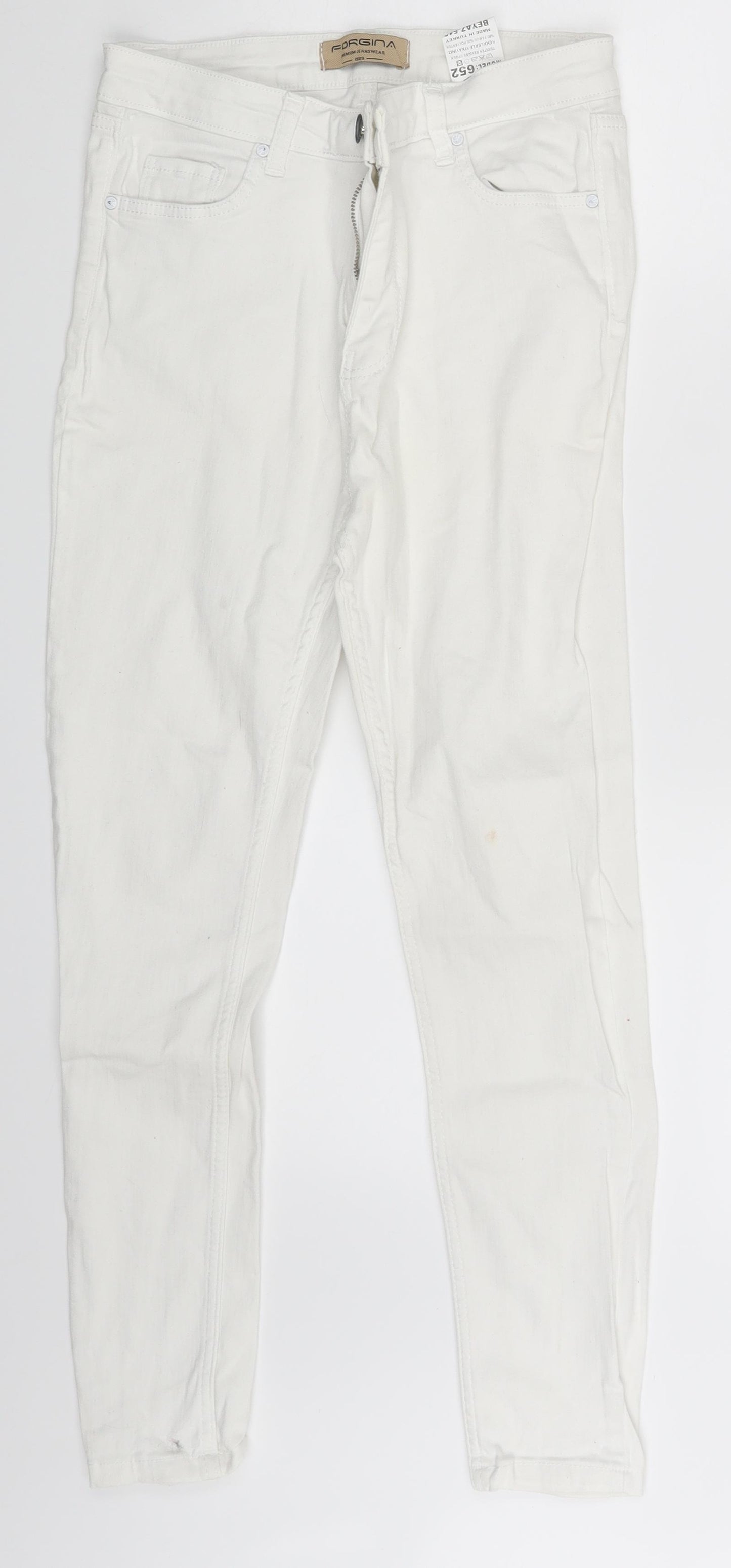 Forgina Womens White  Denim Skinny Jeans One Size