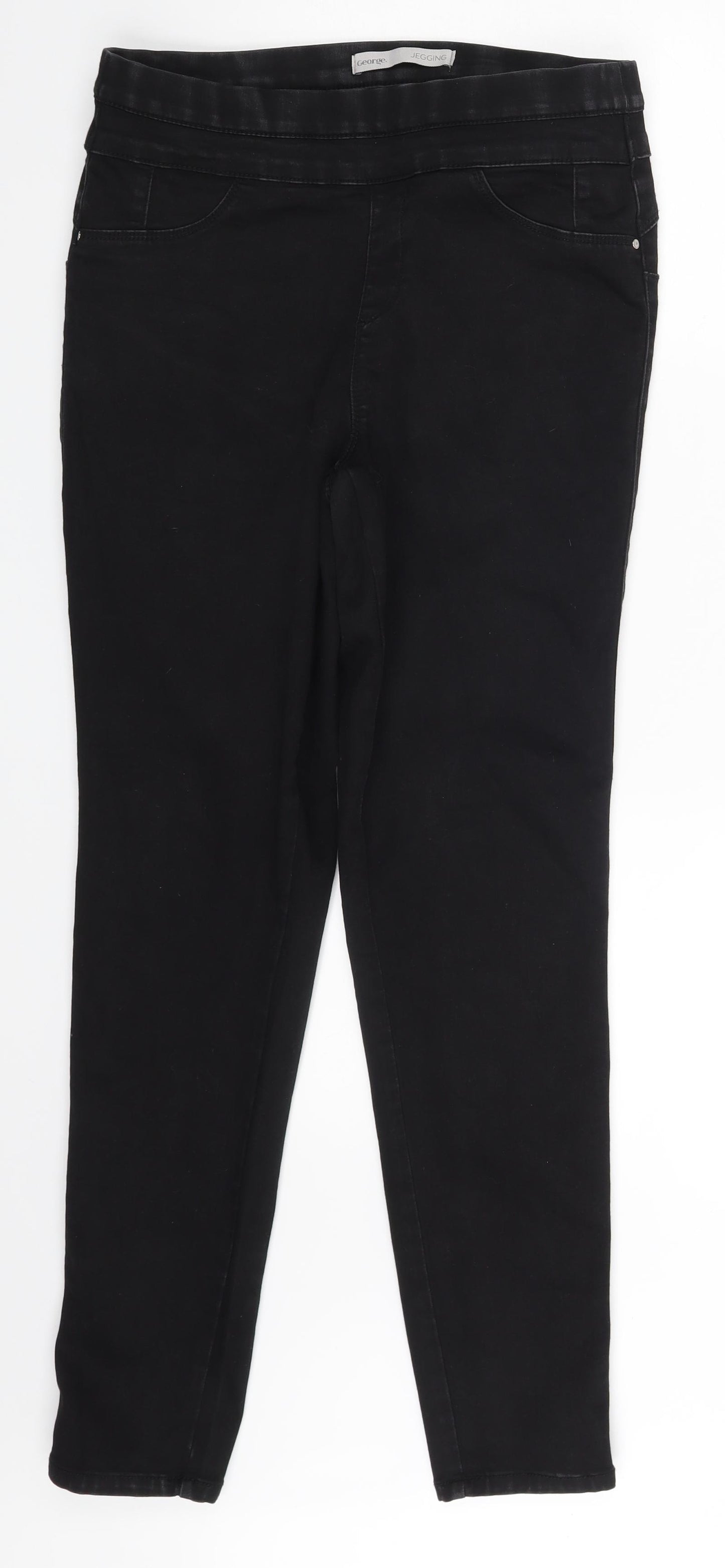 George Womens Black  Denim Jegging Leggings Size 14 L28 in