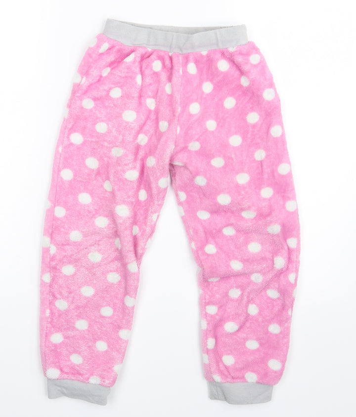 PJ Collections Girls Pink Polka Dot Jogger Trousers Size 7-8 Years - Waist 18in