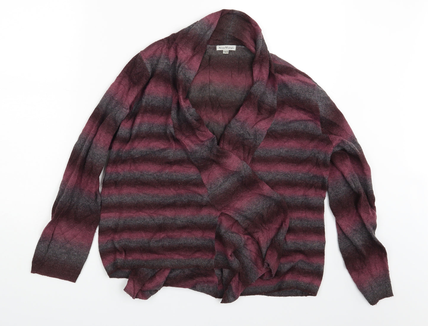 Nina Murati Womens Multicoloured Striped  Cardigan Jumper Size L