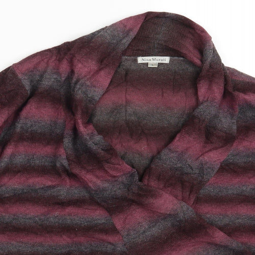 Nina Murati Womens Multicoloured Striped  Cardigan Jumper Size L