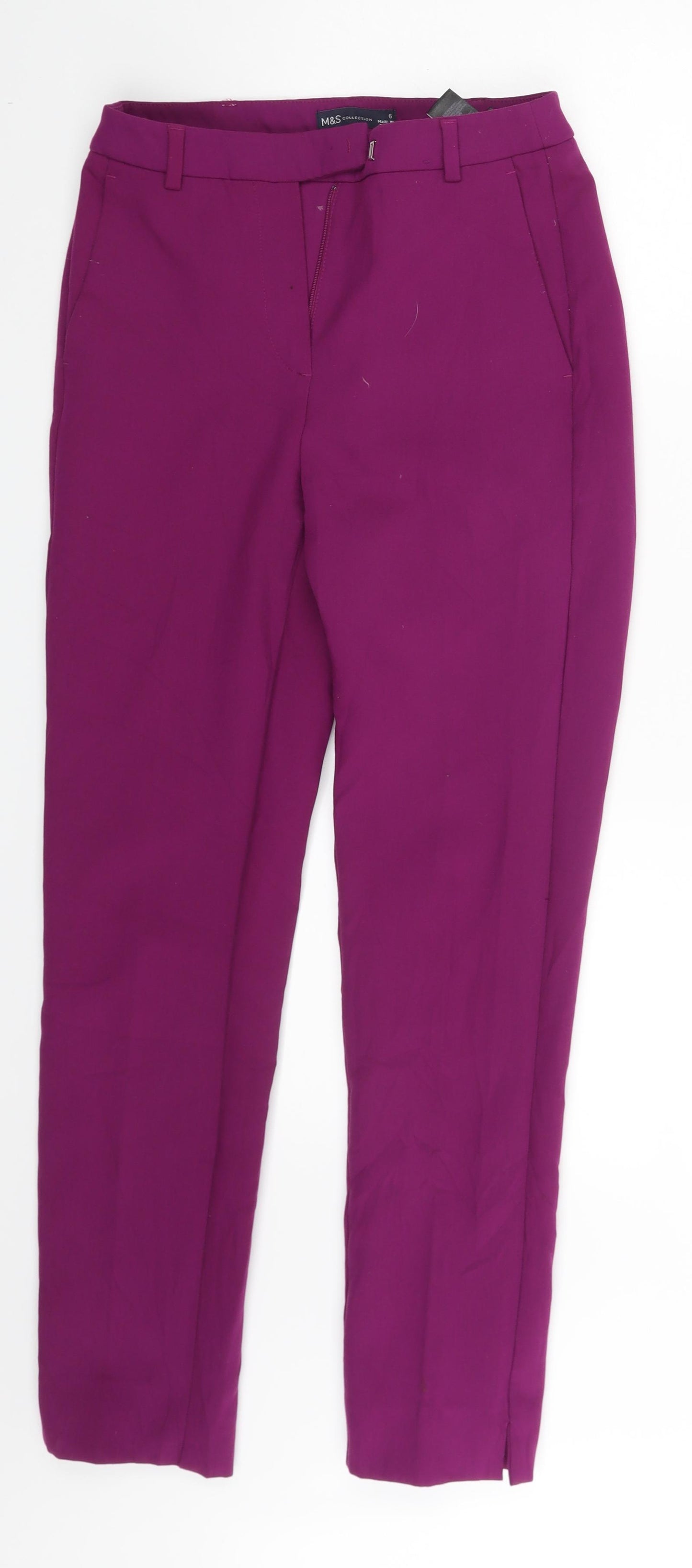M&S Womens Purple Animal Print  Trousers  Size 6 L26 in