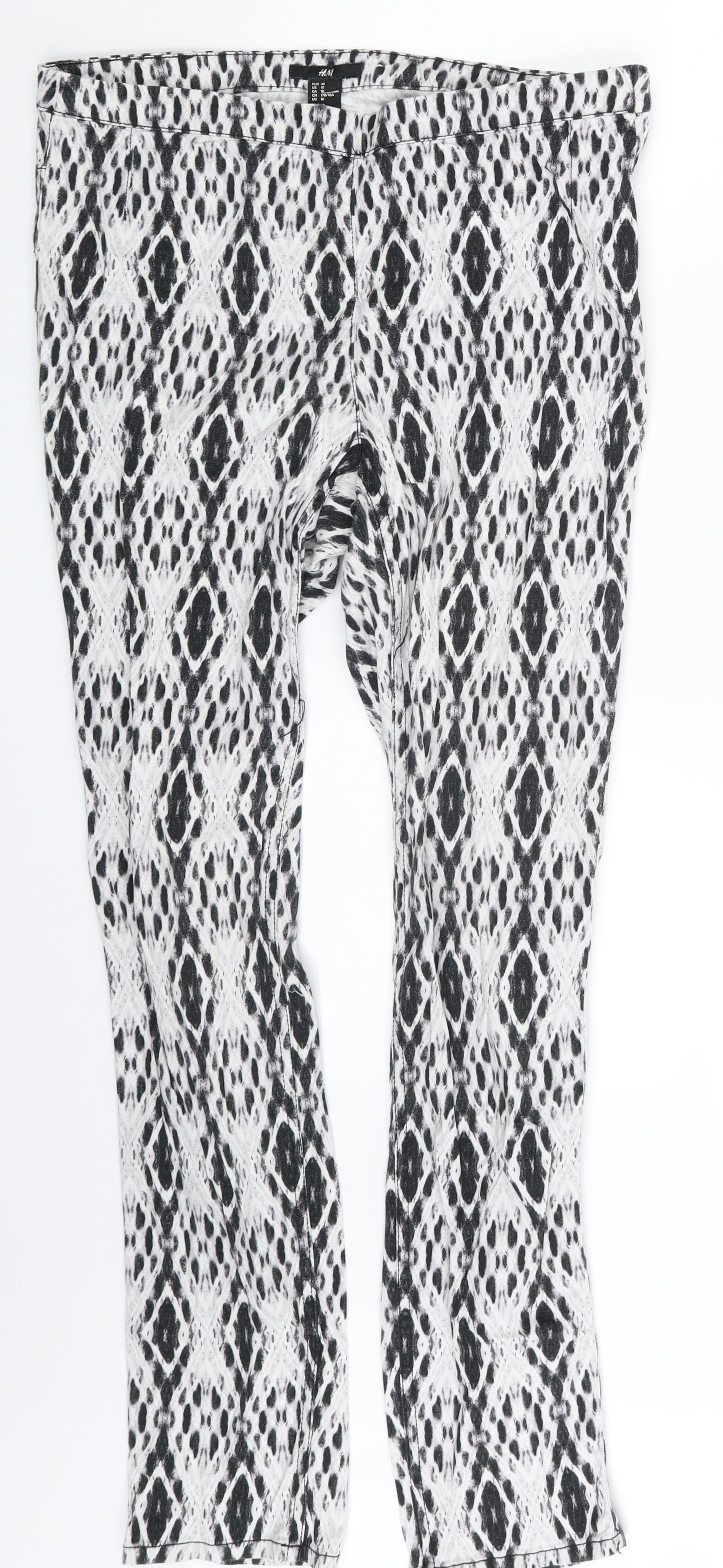 H&M Womens White Argyle/Diamond  Jegging Leggings Size 12 L27 in