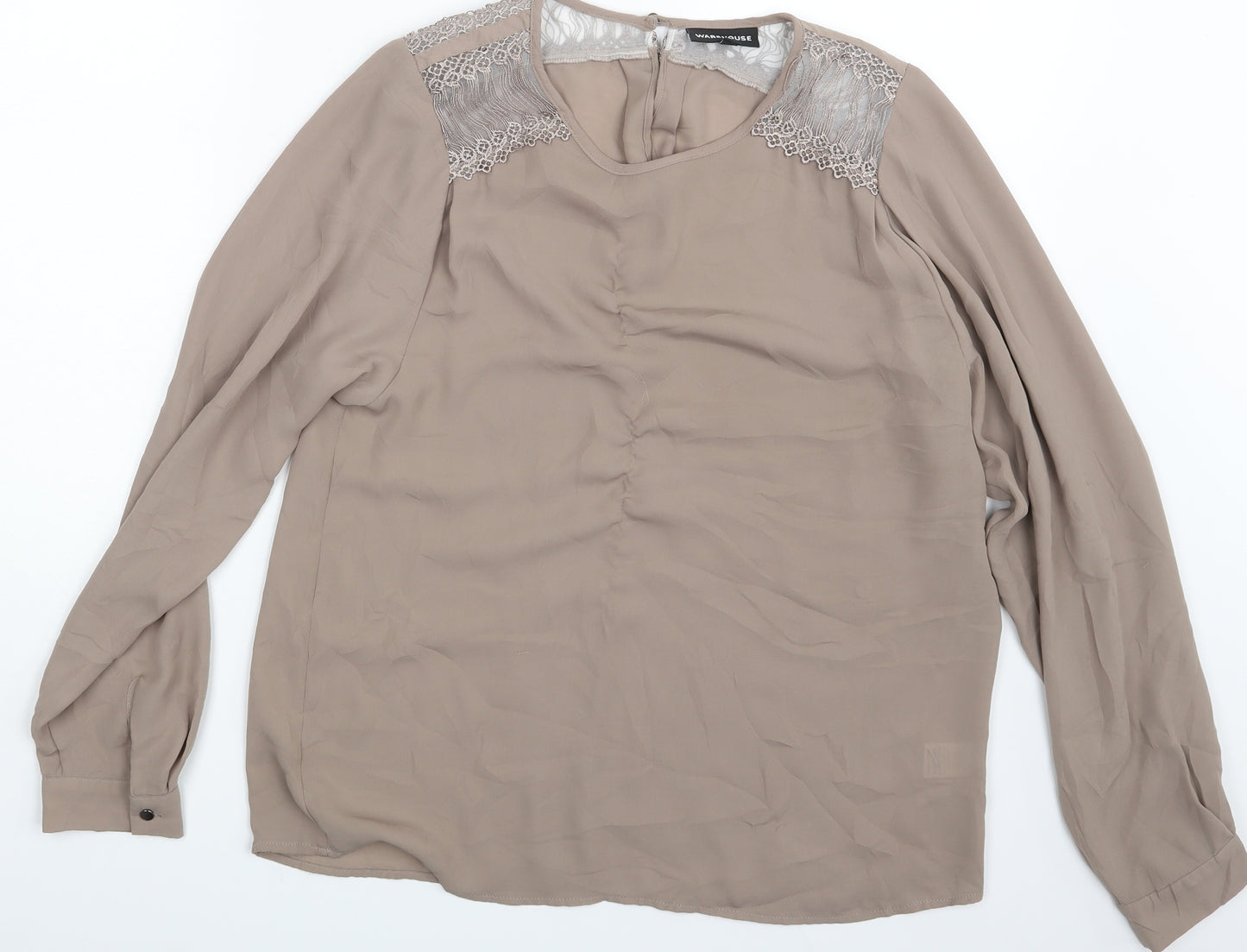 Warehouse Womens Beige   Basic Blouse Size 12