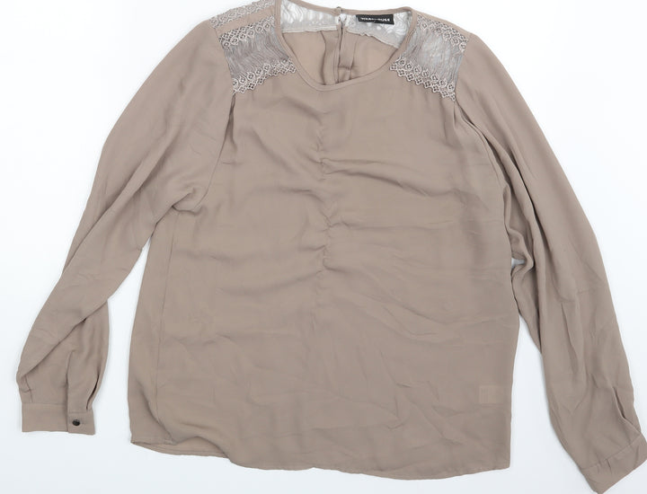 Warehouse Womens Beige   Basic Blouse Size 12