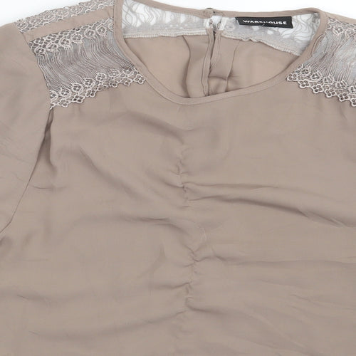 Warehouse Womens Beige   Basic Blouse Size 12