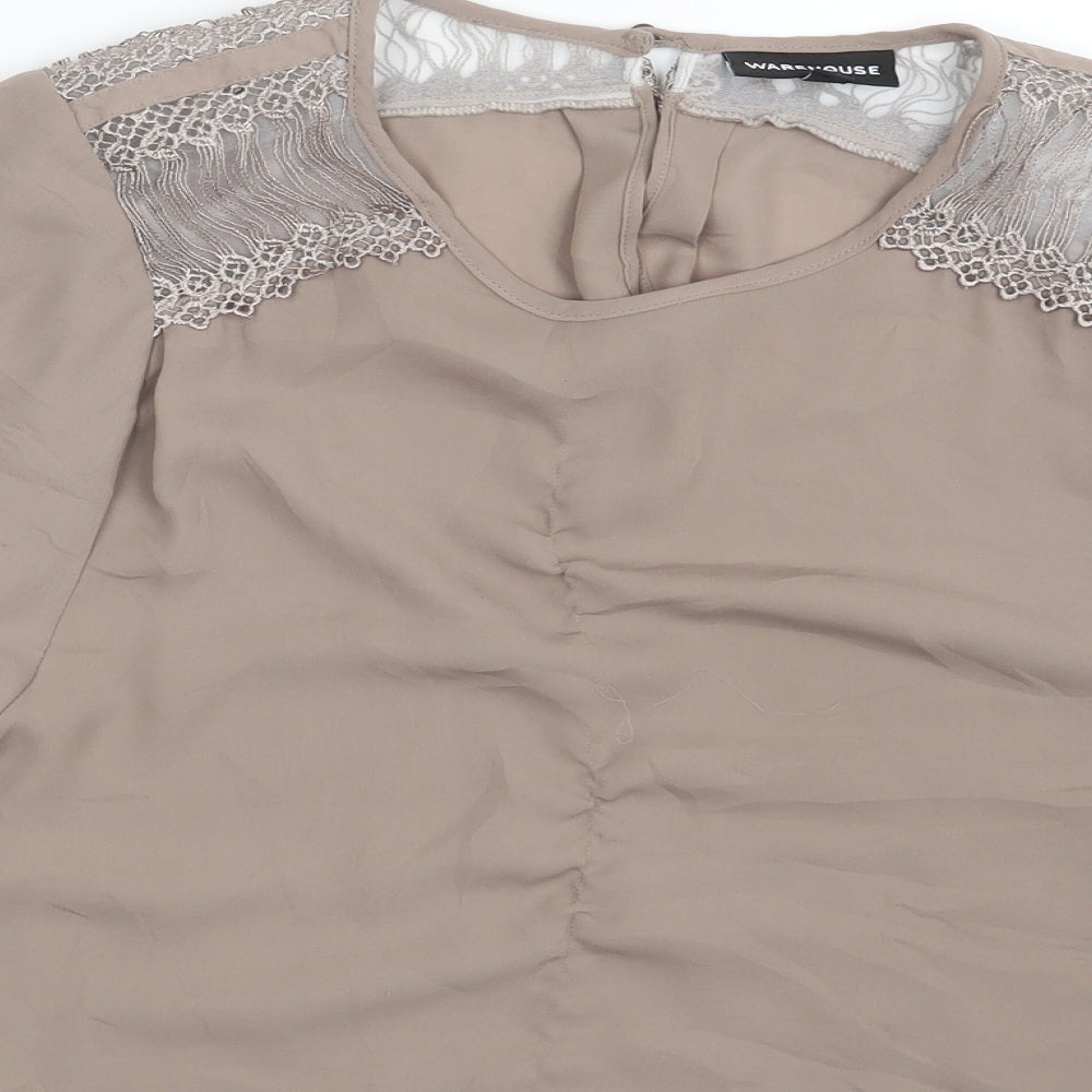 Warehouse Womens Beige   Basic Blouse Size 12