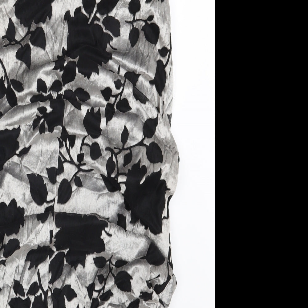 Louisa Calvino Womens Silver Floral  Fit & Flare  Size 12
