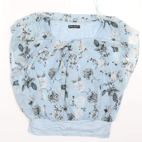Select Womens Blue Floral  Basic Blouse Size 12