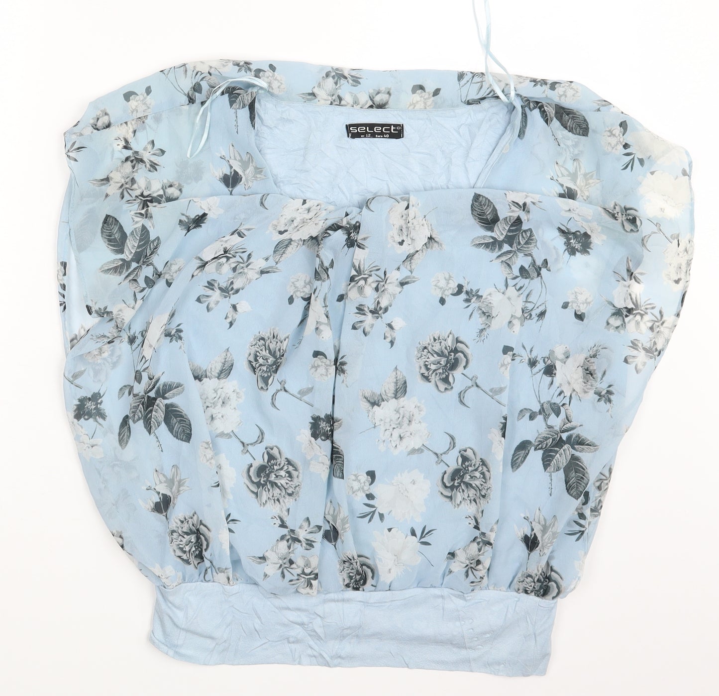 Select Womens Blue Floral  Basic Blouse Size 12