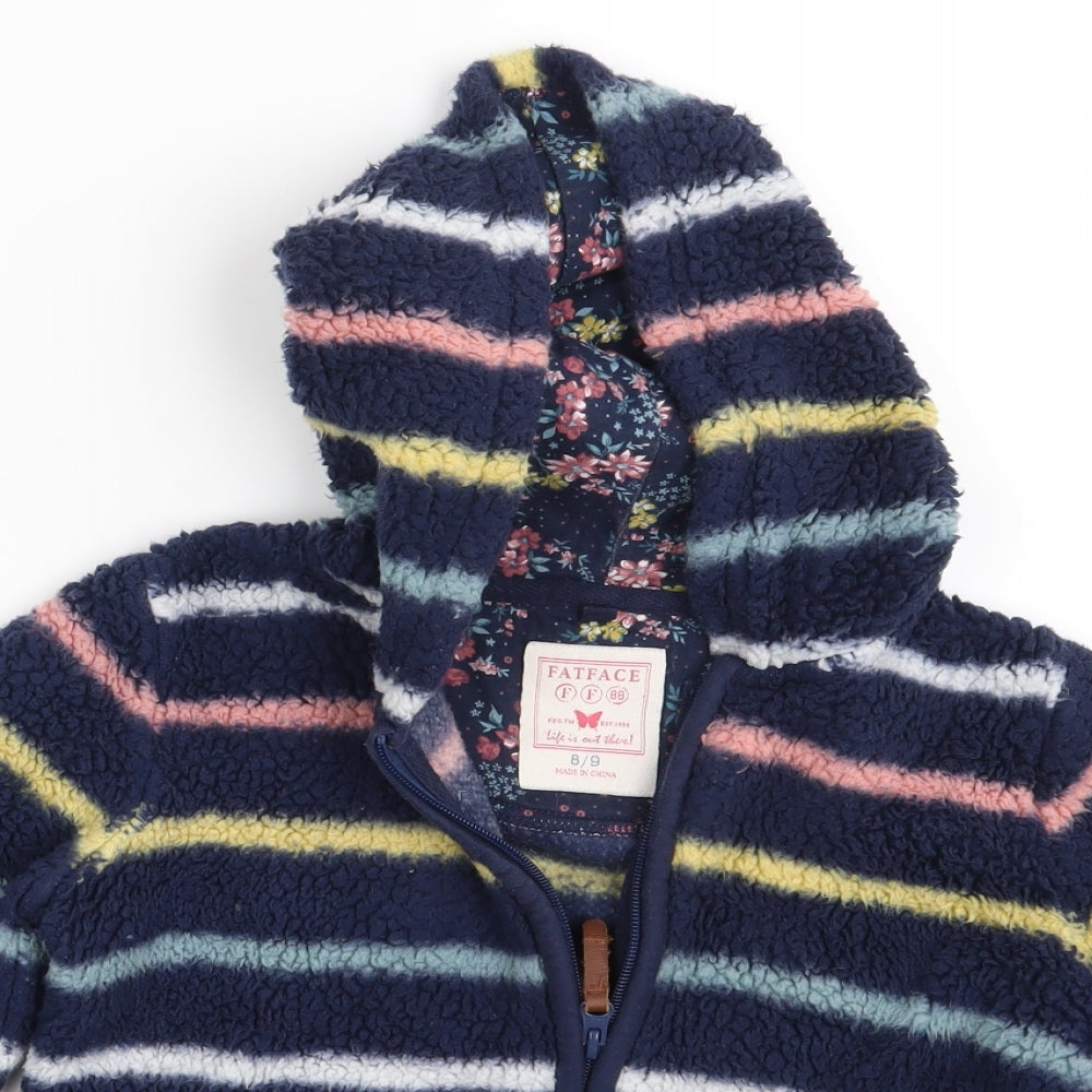 Fat Face Girls Multicoloured Striped  Full Zip Hoodie Size 8-9 Years