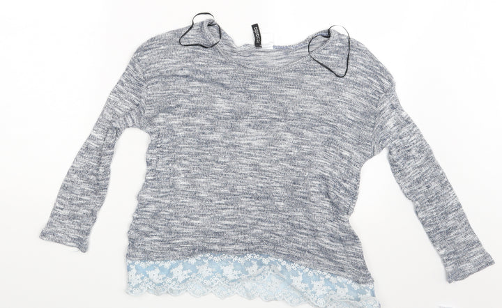 Divided Womens Grey Floral Pullover Jumper Size XS