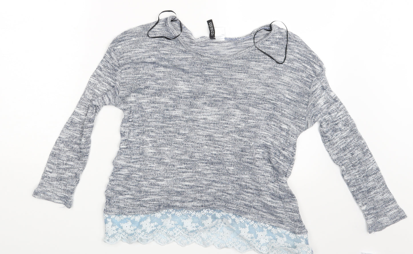 Divided Womens Grey Floral  Pullover Jumper Size XS