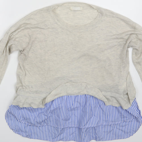 Nicole Womens Ivory Striped  Basic T-Shirt One Size