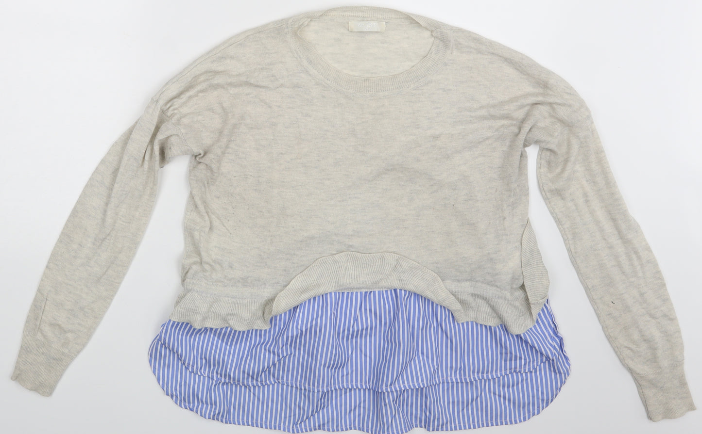Nicole Womens Ivory Striped  Basic T-Shirt One Size
