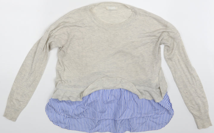 Nicole Womens Ivory Striped  Basic T-Shirt One Size