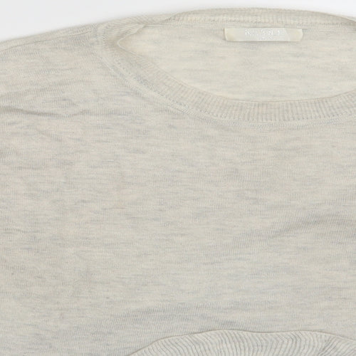 Nicole Womens Ivory Striped  Basic T-Shirt One Size
