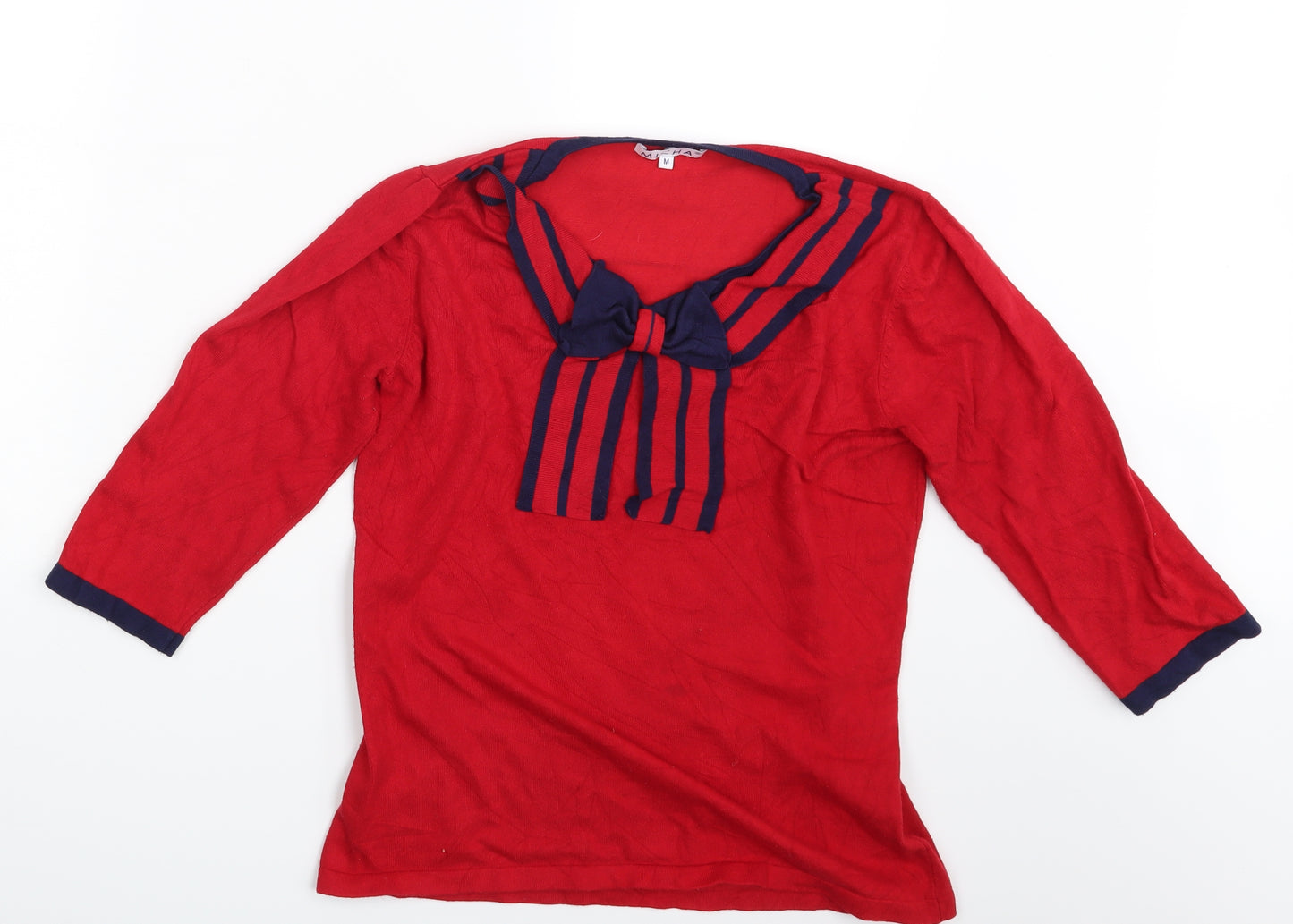 Micha Womens Red Striped  Pullover Sweatshirt Size M