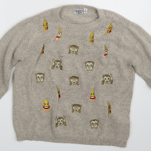 Bravado Womens Ivory Animal Print  Pullover Jumper Size M