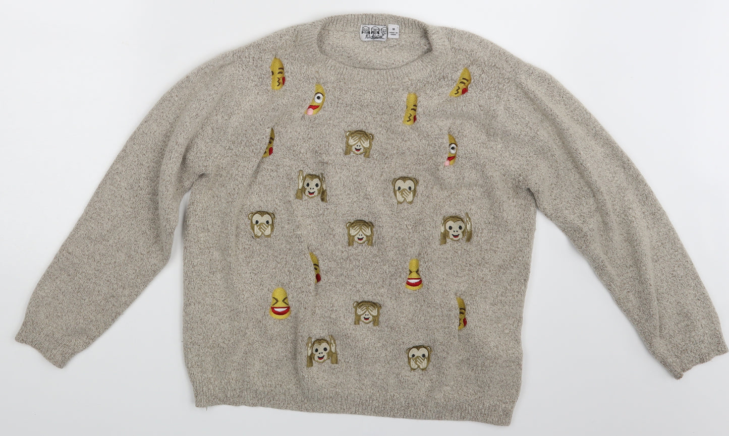 Bravado Womens Ivory Animal Print  Pullover Jumper Size M