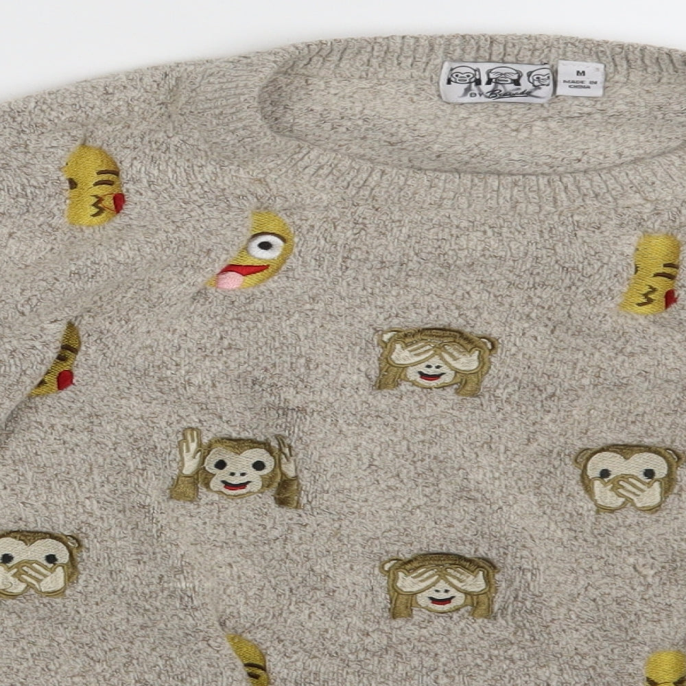 Bravado Womens Ivory Animal Print  Pullover Jumper Size M