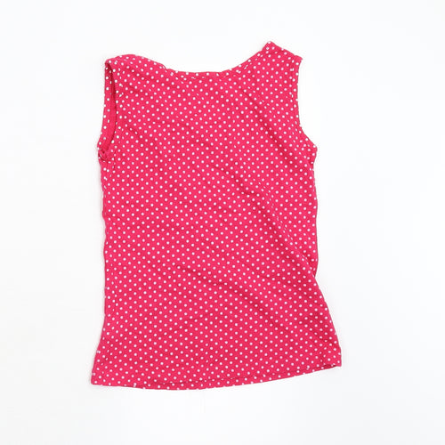 Preworn Girls Pink Polka Dot  Basic T-Shirt Size 8-9 Years
