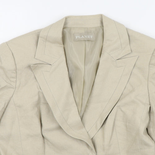 planet Womens Beige Colourblock  Jacket Blazer Size 8