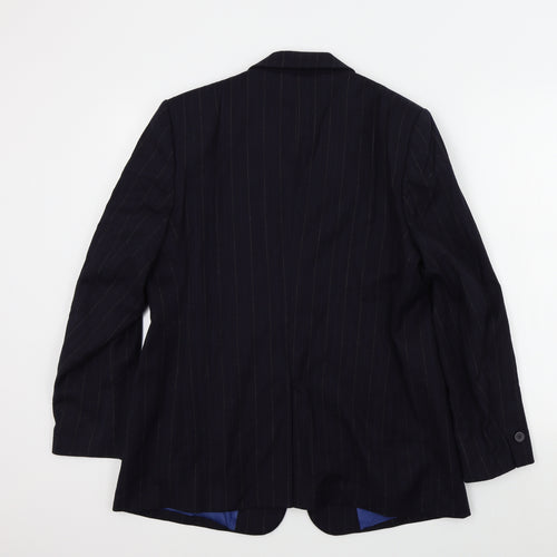 Preworn Womens Blue Striped  Jacket Blazer Size L