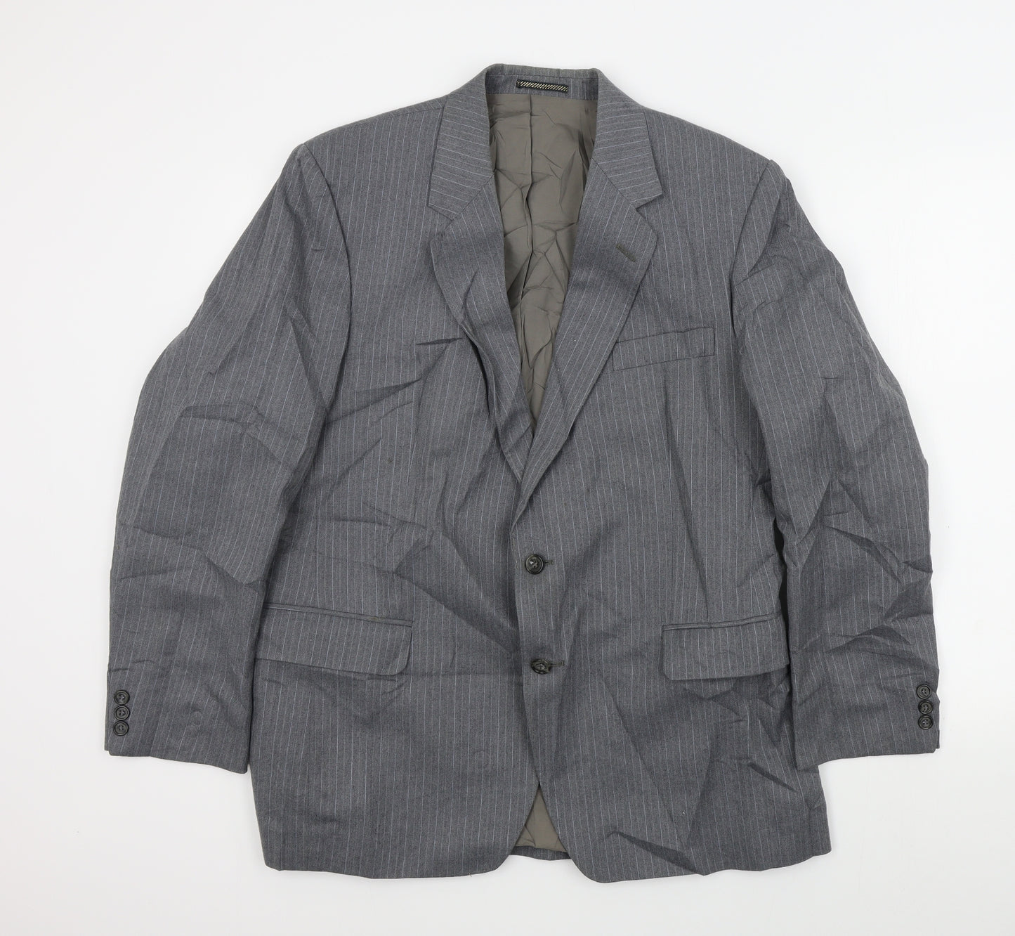 Wellington Mens Grey Striped  Jacket Suit Jacket Size 44