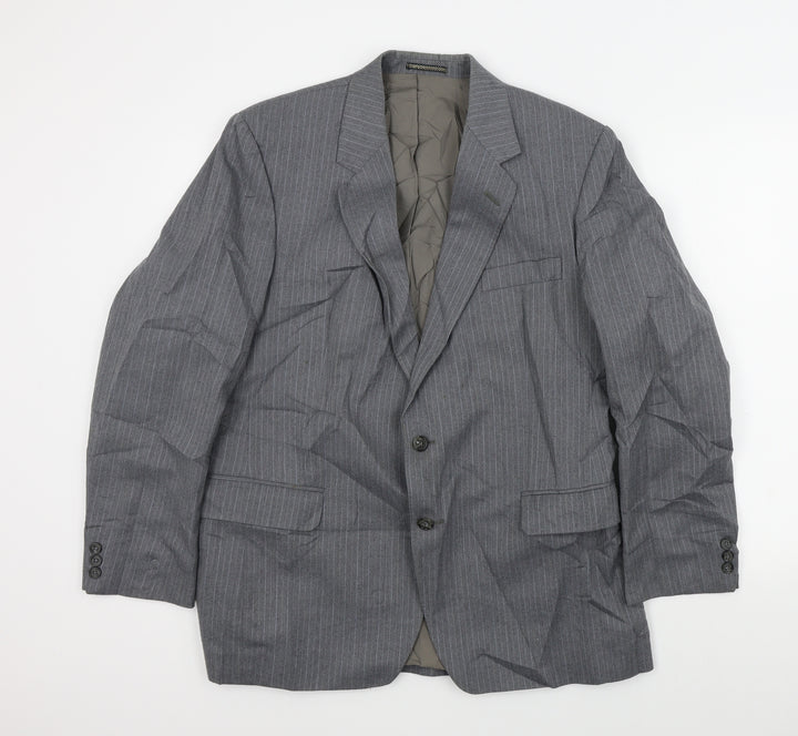 Wellington Mens Grey Striped  Jacket Suit Jacket Size 44