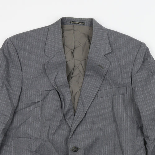 Wellington Mens Grey Striped  Jacket Suit Jacket Size 44