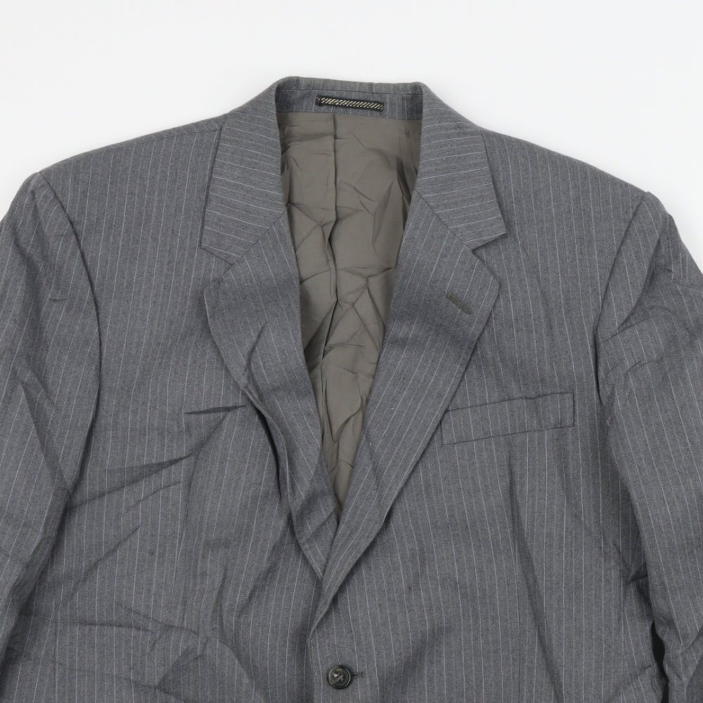 Wellington Mens Grey Striped  Jacket Suit Jacket Size 44