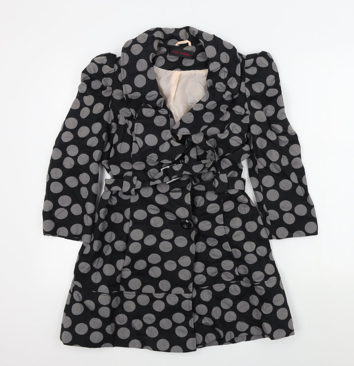 Miss Selfridge Womens Black Polka Dot  Overcoat Coat Size 6