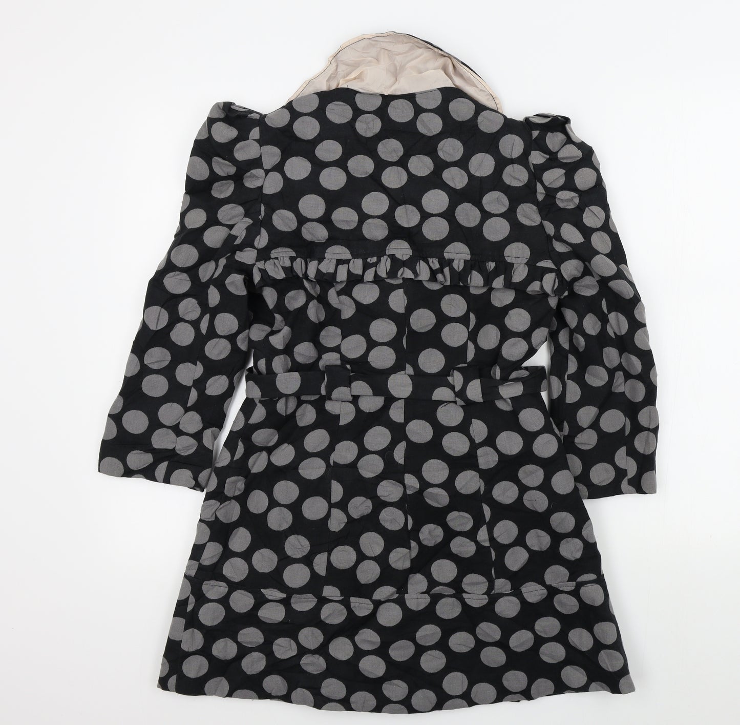 Miss Selfridge Womens Black Polka Dot  Overcoat Coat Size 6