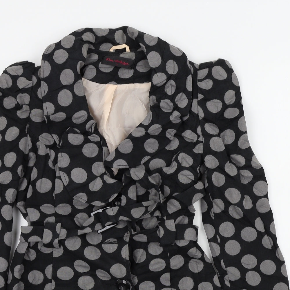 Miss Selfridge Womens Black Polka Dot  Overcoat Coat Size 6