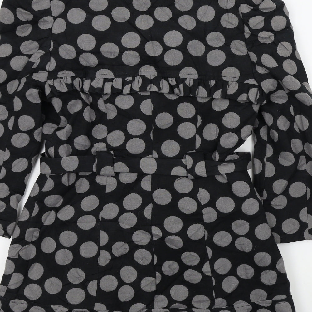 Miss Selfridge Womens Black Polka Dot  Overcoat Coat Size 6