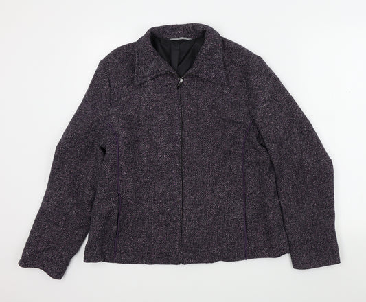 Front view of M&S women’s purple jacket, size UK 16