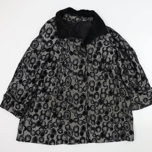 Roman Womens Black Floral  Jacket  Size M