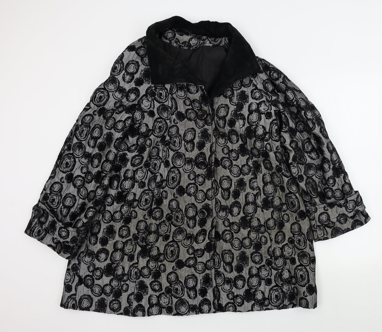 Roman Womens Black Floral  Jacket  Size M